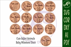 Cute Safari Animal Baby monthly milestone discs SVG Product Image 4