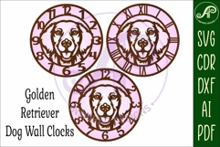 Golden Retriever Dog clock wall clock laser cut file Product Image 4