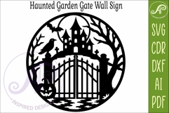 Haunted Garden Gate Halloween Wall Sign SVG, Gothic Laser Product Image 4