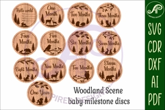 Woodland themed Baby monthly milestone discs SVG forest Product Image 4