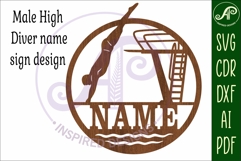 High Dive male name sign design for laser cutting Product Image 4