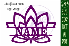 Lotus flower Name sign svg laser cut template Product Image 4