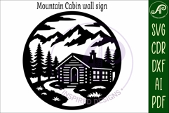 Mountain Cabin Forest Circle SVG Laser Cut File Cabin sign Product Image 4