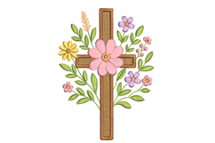 Floral Cross Machine Embroidery Design Product Image 1