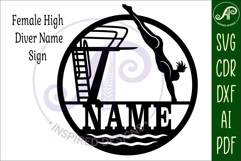 High Dive Female name sign design for laser cutting Product Image 4