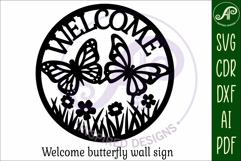 Welcome butterfly wall sign, SVG file. vector sign Product Image 4