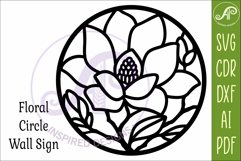 Magnolia Flower Wall Art SVG | Round Floral Laser Cut File Product Image 4