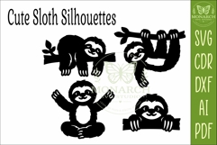 Cute Sloth Silhouette designs for laser cut and crafts 1 Product Image 4