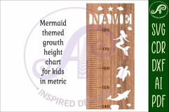 Mermaid personalized kids height chart in Metric Product Image 4