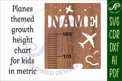 Planes personalized kids height chart in metric Product Image 4
