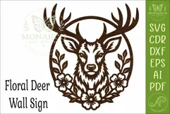 Floral Deer SVG, Stag Wall Art, Woodland Deer Laser Cut File Product Image 4