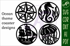 Ocean, nautical Coasters, laser cut out beach designs 4 Product Image 4