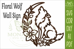 Floral Wolf Moon Wall Art SVG, Nature Inspired Laser Cut Product Image 4