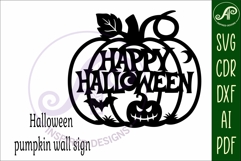 Pumpkin Happy Halloween wall sign svg laser cut file Product Image 4