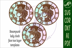 Steampunk lady wall clock laser cut files Product Image 4