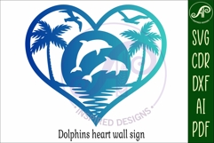 Dolphins heart wall sign, SVG file. Product Image 4