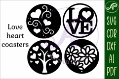 Heart Coasters, laser cut out Love heart designs d1 Product Image 4