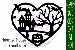 Haunted house Halloween heart laser cut wall sign Product Image 4