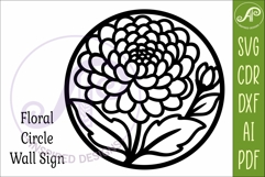 chrysanthemum Flower Wall Art SVG | Round Floral Laser Cut Product Image 4
