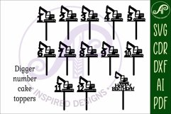 Digger number cake toppers, 13 designs SVG laser cut Product Image 4