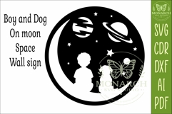 Space Nursery Wall Art SVG | Boy and dog space sign Product Image 4