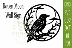 Raven Moon Wall Art SVG, Gothic Halloween Laser Cut File Product Image 4