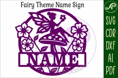 Fairy Name Sign SVG, Mushroom Fairy Nursery Sign Product Image 4