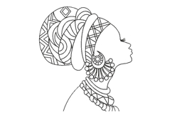 African Woman Machine Embroidery Design Product Image 1