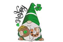 Irish Gnome with pot of gold and horseshoe embroidery Product Image 1