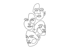 Faces Machine Embroidery Design Product Image 1