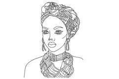 African Woman Machine Embroidery Design Product Image 1