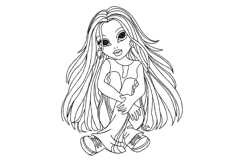 Cute girl with long hair. Machine embroidery Product Image 1