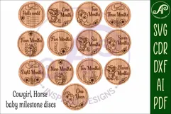 Cowgirl Baby monthly milestone discs SVG laser engraved Product Image 4