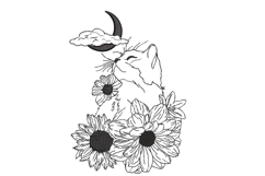 Floral Cat Machine Embroidery Design Product Image 1