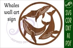 Whales wall art sign, SVG file. vector file Product Image 4