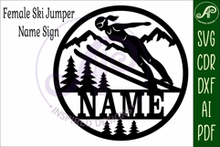 Female Ski Jump wall sign, Skier laser cut sign Product Image 4