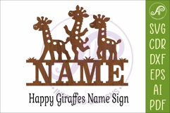 Cute Giraffe Name Sign SVG, Baby giraffe Personalized sign Product Image 4