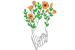 Holding Hands with Flowers, Embroidery File Product Image 1