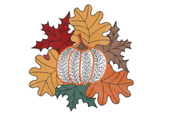 Pumpkin with Fall Leaves Embroidery Design Product Image 2