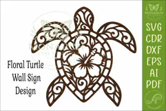 Floral Sea Turtle Wall Art Hibiscus Tropical Coastal Beach Product Image 4
