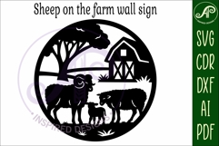 Sheep on the farm scene wall sign, SVG file. Product Image 4