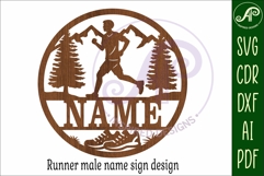 Runner male name sign svg laser cut wall sign Product Image 4