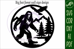 Big foot forest mountain scene wall sign svg laser cut Product Image 4