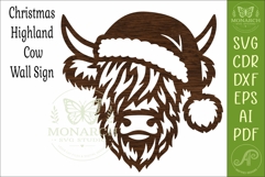 Christmas Highland Cow SVG Santa Hat Laser Cut File Product Image 4
