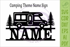 Camping Family Name Sign SVG, Campervan Name Sign Laser Cut Product Image 4
