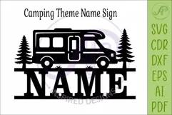 Camping Family Name Sign SVG, Campervan Name Sign Laser Cut Product Image 4
