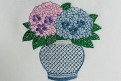 Hydrangea Vase Embroidery Design, Chinoiserie Floral Product Image 1