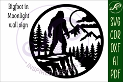 Bigfoot Moonlight Forest Wall Sign SVG Night Sasquatch Laser Product Image 4
