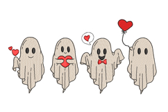 Valentine Ghost with heart embroidery design Product Image 1
