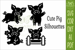Cute Pig Silhouettes SVG Farm Animal Laser Cut Files 2 Product Image 4